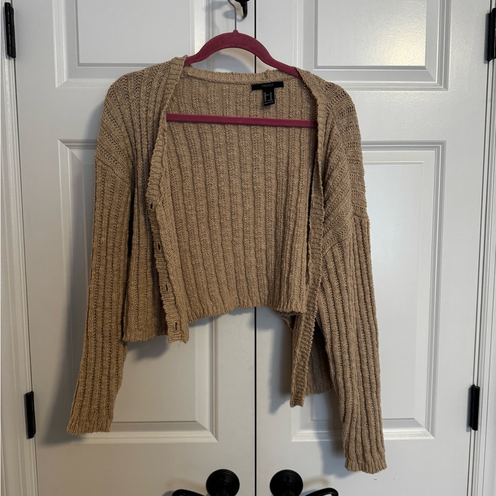 Forever 21 Beige Ribbed Cardigan